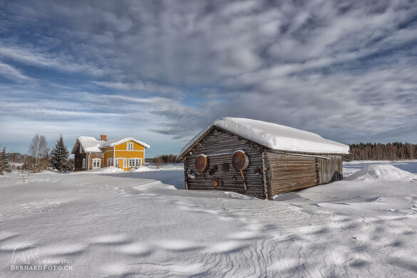 Traditionelle Häuser in Lappland